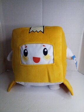 LankyBox Jumbo Plush 16" Boxy Stuffed Bonkers Toy Co Yellow White